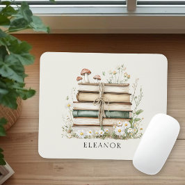 Mousepad Livros Florais Vintage Personalizados Femininos