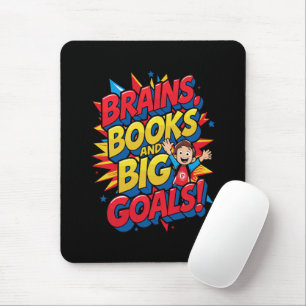 Mousepad Livros sobre cérebros e grandes metas - Diversão d
