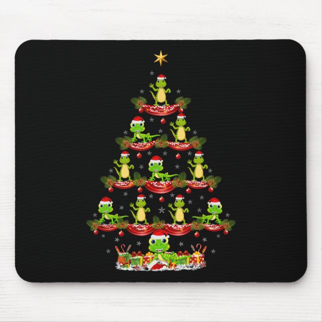Mousepad Lizard Xmas Lighting Papais noeis Lizard Árvore de (Frente)