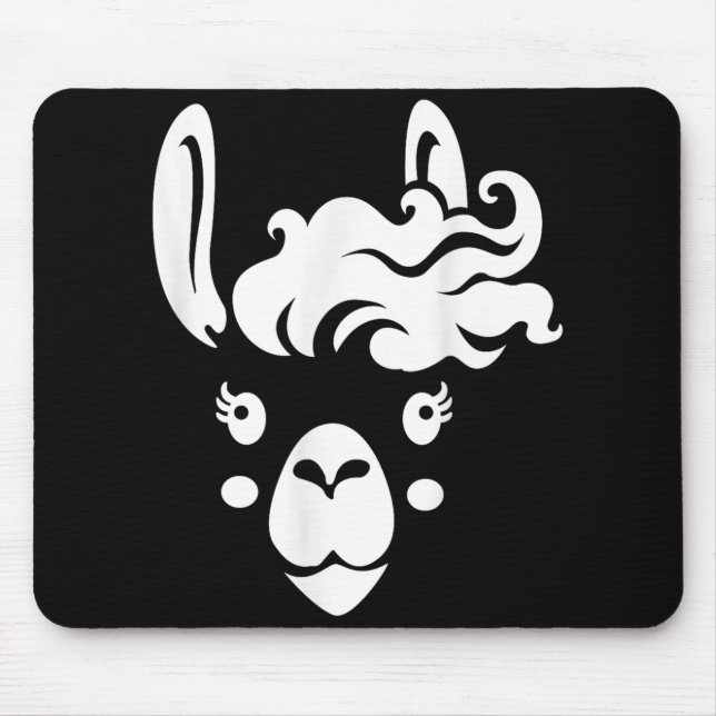 Mousepad Llama Face Eyelashes Halloween Costume Hairstyle (Frente)