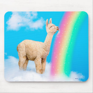 Mousepad Llama Licitando o Arco-Íris