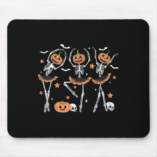 Mousepad Llet Pumpkin Skeleton Assustador Homens Mulheres B (Frente)