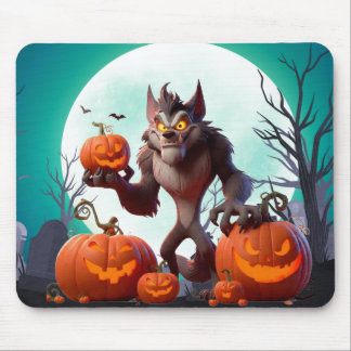 Mousepad Lobisomem e abóboras de Halloween
