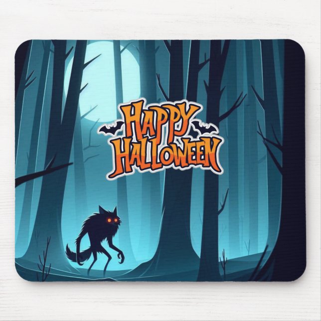 Mousepad Lobisomem e abóboras do Halloween (Frente)