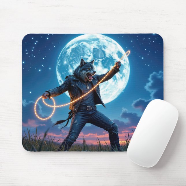 Mousepad Lobisomem Laçando a Lua (Com mouse)