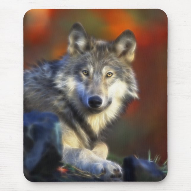 Mousepad Lobo cinzento, fotografia de Digitas da espécie em (Frente)
