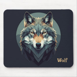 Mousepad Lobo legal Geométrico Mostarda azul Marinho de art
