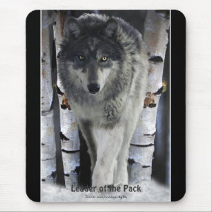 Mousepad Lobo-madeira, neve e árvores Arte da Vida Selvagem