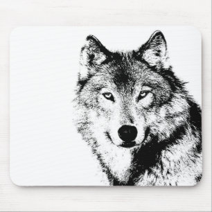 Mousepad Lobo Negro e Branco