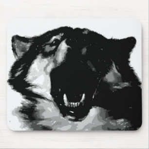 Mousepad Lobo Negro e Branco