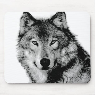 Mousepad Lobo Negro e Branco