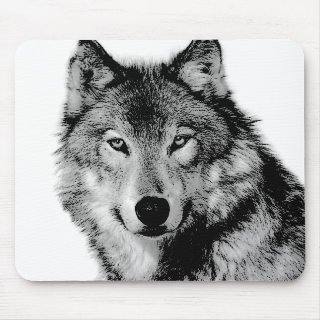 Mousepad Lobo Negro e Branco (Frente)