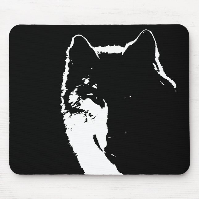 Mousepad Lobo Negro e Branco (Frente)