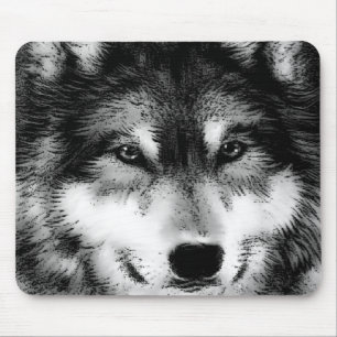 Mousepad Lobo Negro e Branco