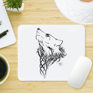 Mousepad Lobo Negro Tribal Howl