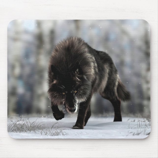 Mousepad Lobo negro zangado (Frente)