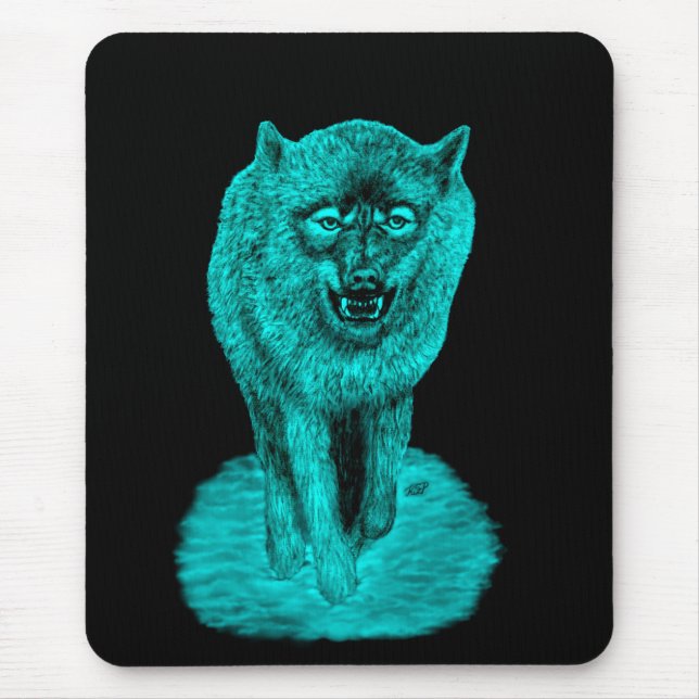 Mousepad Lobo Negro Zangado na Noite (Frente)
