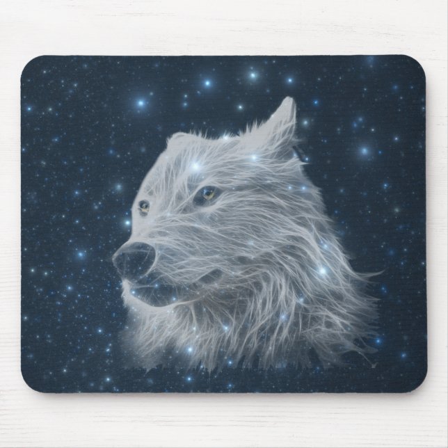 Mousepad Lobo no céu estrelado (Frente)