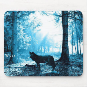 Mousepad Lobo preto apenas na floresta