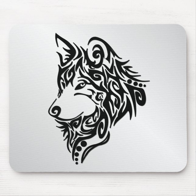 Mousepad Lobo Tribal Negro (Frente)