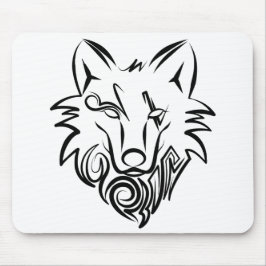 Mousepad Lobo Tribal Negro e Branco