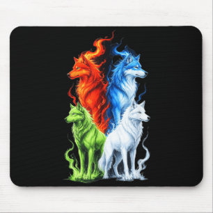 Mousepad Lobos Coloridos Fofos Lobo Uivando Animais Selvage