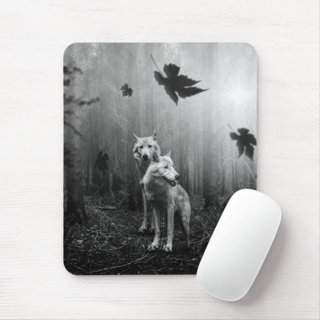 Mousepad Lobos Maravilhosos Preto e Branco nos Deixam Sozin (Com mouse)