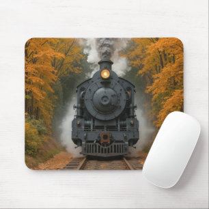 Mousepad Locomotiva a Vapor Antiga em Bosque de Outono