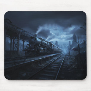 Mousepad Locomotiva a Vapor numa Noite Escura e Tempestuosa
