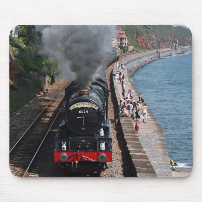 Mousepad Locomotiva Vintage a vapor pelo mar (Frente)