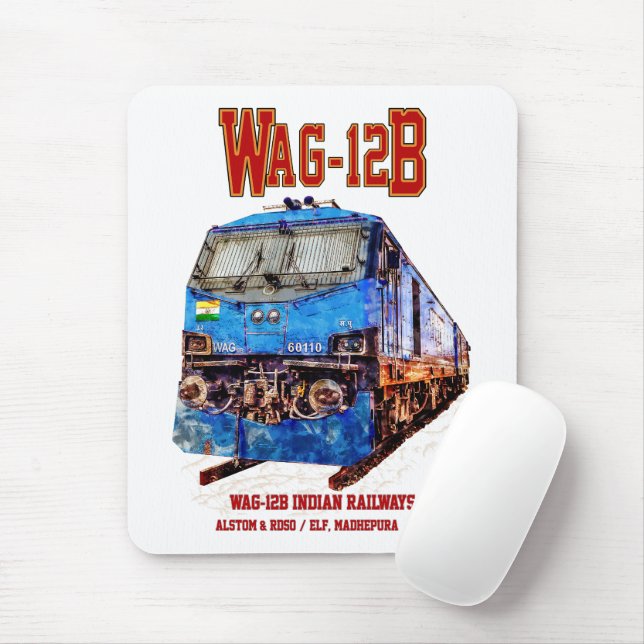 Mousepad Locomotiva WAG-12B. Caminho de ferro da Índia (Com mouse)