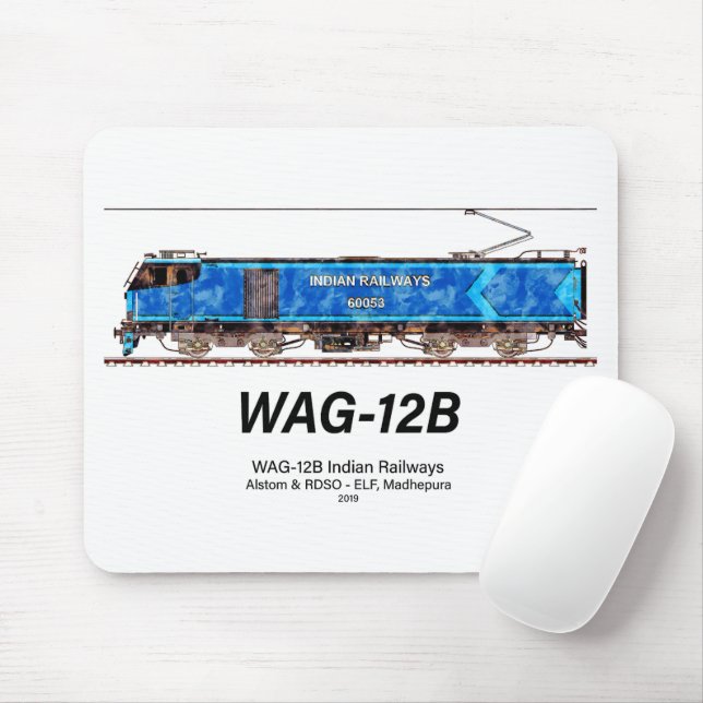 Mousepad Locomotiva WAG-12B. Caminho de ferro da Índia (Com mouse)