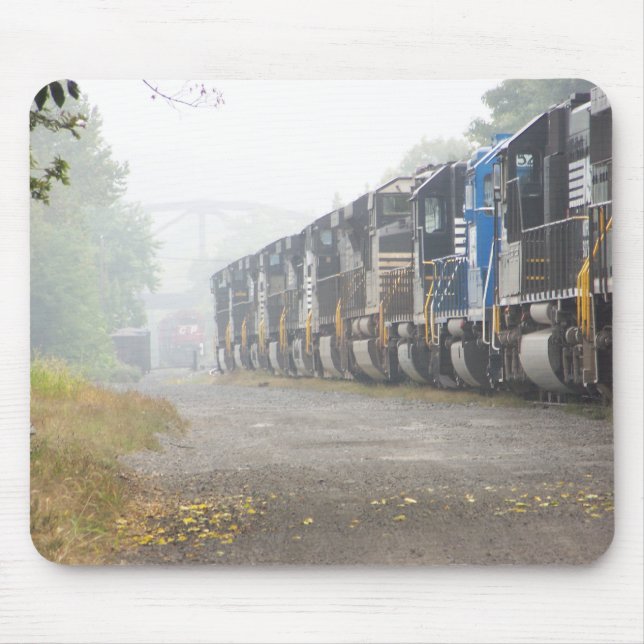 Mousepad Locomotivas da estrada de ferro na névoa (Frente)