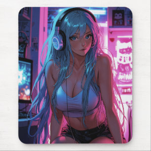 Mousepad Lofi Gamer Girl Estética de animação de calha