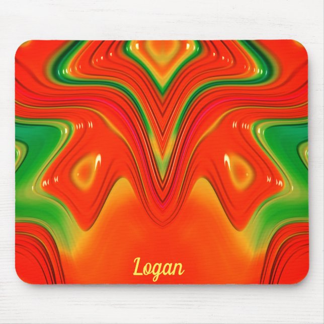 Mousepad LOGAN ~ Design vermelho verde e amarelo (Frente)