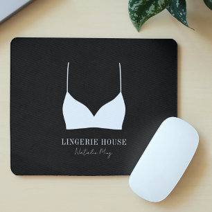 Mousepad Logotipo Boutique de lingerie preto e branco moder