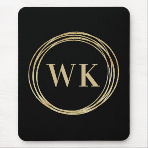 Mousepad Logotipo clássico Monograma preto Dourado