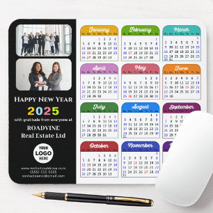 Mousepad Logotipo comercial do Calendário 2025 Colorido pre