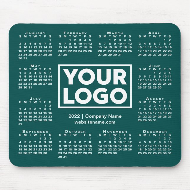 Mousepad Logotipo comercial do calendário moderno 2022 Azul (Frente)