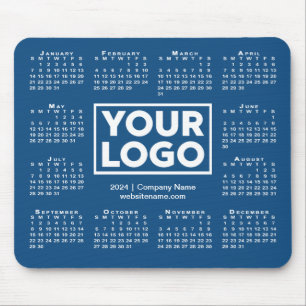 Mousepad Logotipo comercial do calendário moderno 2024 Azul