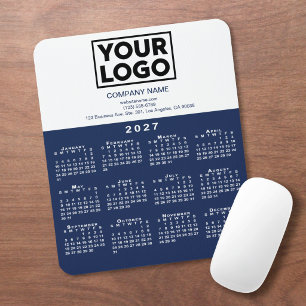 Mousepad Logotipo da Empresa do Calendário de 2027 Texto Az