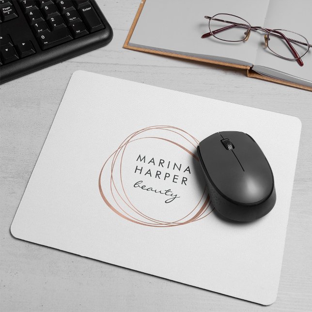 Mousepad Logotipo de Abstrato Dourado Rosa Faux (Criador carregado)