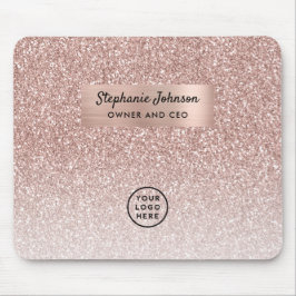 Mousepad Logotipo de Dama de Chefe do Rosa Dourado da Trend