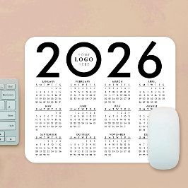 Mousepad Logotipo de empresa minimalista do calendário 2026