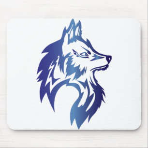 Mousepad logotipo de lobo azul para esportes