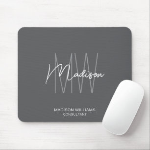 Mousepad Logotipo de Monograma Moderno Cinza Consultor