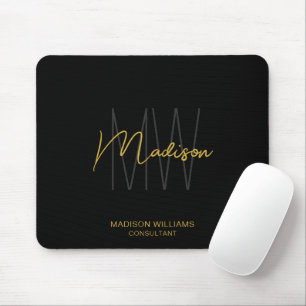 Mousepad Logotipo de Monograma Moderno Consultor Preto Dour