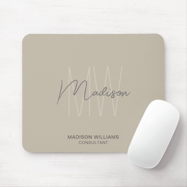 Mousepad Logotipo de Monograma Moderno Consultora Bege (Com mouse)