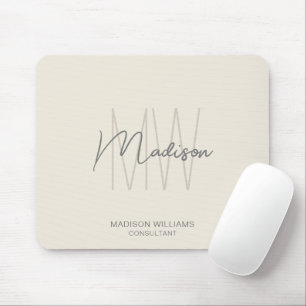Mousepad Logotipo de Monograma Moderno Consultora Bege Crem