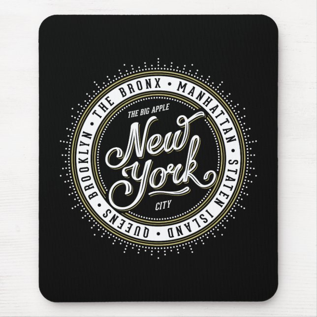 Mousepad Logotipo de Nova Iorque preto e branco (Frente)